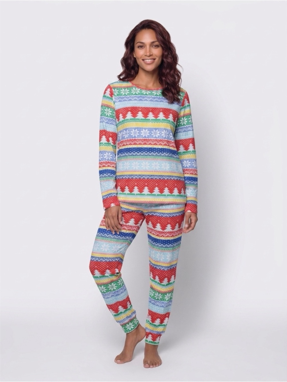 Place Red Multi Holiday Fair Isle Pajama Set M Unisex